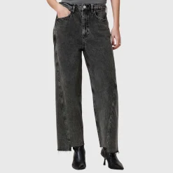Fox Asymmetric Hem Wide Leg Denim Jeans Women Denim