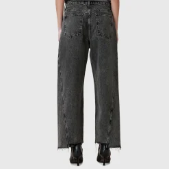 Fox Asymmetric Hem Wide Leg Denim Jeans Women Denim