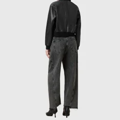 Fox Asymmetric Hem Wide Leg Denim Jeans Women Denim