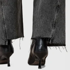 Fox Asymmetric Hem Wide Leg Denim Jeans Women Denim