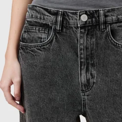 Fox Asymmetric Hem Wide Leg Denim Jeans Women Denim