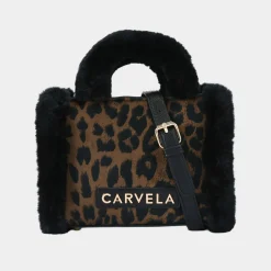 Best Frame Micro Faux Fur Leopard Print Tote Bag Women Top Handle Bags|Tote Bags