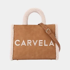 New Frame Midi Faux Shearling Trim Tote Bag Women Tote Bags
