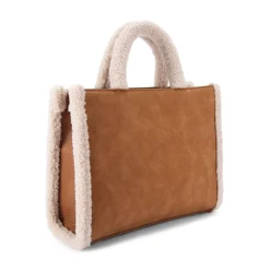New Frame Midi Faux Shearling Trim Tote Bag Women Tote Bags