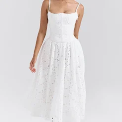 Discount Francine Broderie Anglais Flared Skirt Women Skirts