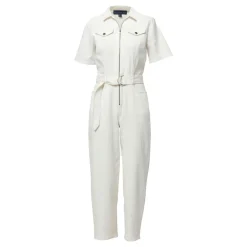 Frankie Belted Twill Jumpsuit Women Jumpsuits