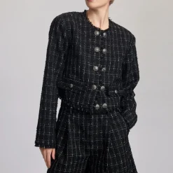 Online Gaelly Cropped Check Jacket Women Coats & Jackets