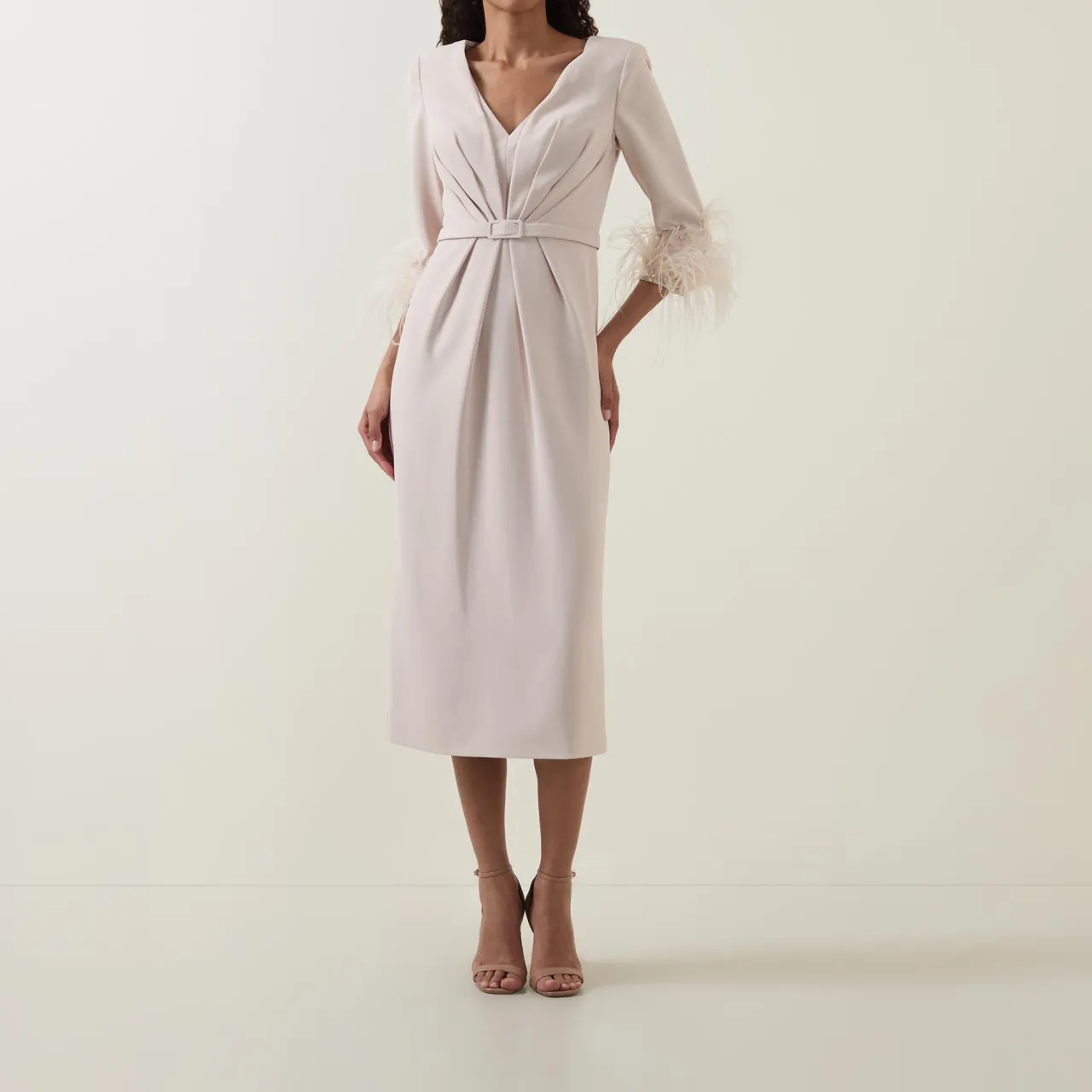Discount Gathered Feather-Trim Dress Women Dresses|Mother Of The Bride