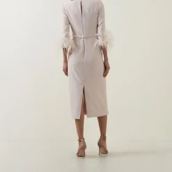 Discount Gathered Feather-Trim Dress Women Dresses|Mother Of The Bride