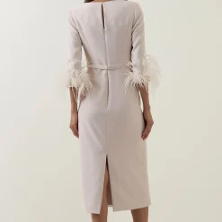 Discount Gathered Feather-Trim Dress Women Dresses|Mother Of The Bride