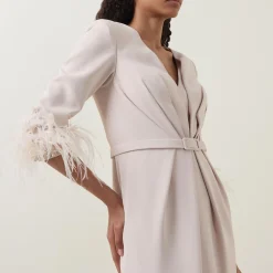 Discount Gathered Feather-Trim Dress Women Dresses|Mother Of The Bride