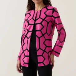 Discount Geometric Open Front Jacket Women Coats & Jackets