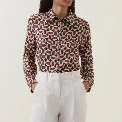 Best Geometric Print Blouse Women Tops