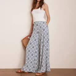 Clearance Geometric Tile Wide-Leg Trousers Women Trousers & Shorts