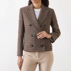 Clearance Gerusia Double-Breasted Check Blazer Women Coats & Jackets