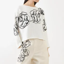 Clearance Ghiaia Flower Cropped Sweater Women Sweaters & Cardigans