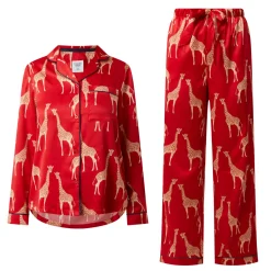 Discount Giraffe Satin Pyjama Set Women Sleepwear