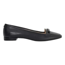 Outlet Glows Leather Square Toe Bow Trim Loafers Women Loafers