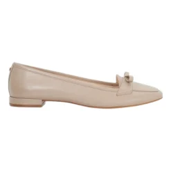 Glows Leather Square Toe Bow Trim Loafers Women Loafers
