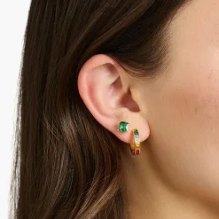 Online Gold Classic Green Cubic Zirconia Stud Earrings Women Earrings