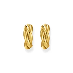 New Gold-Plated Twisted Hoops Women Earrings