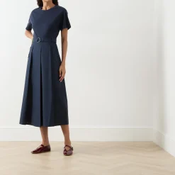 Best Gommoso Belted Pleated Dress Women Dresses