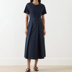 Best Gommoso Belted Pleated Dress Women Dresses