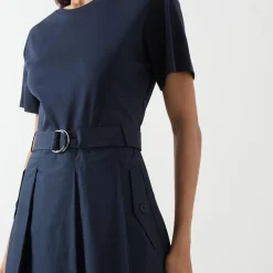Best Gommoso Belted Pleated Dress Women Dresses