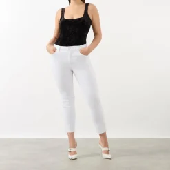 New Good Raw Hem High-Rise Straight Leg Jeans Women Denim