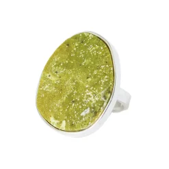 Hot Green Jasper Disc Ring Women Rings