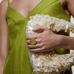 Hot Green Jasper Disc Ring Women Rings