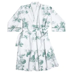 Green Toile Kimono Women Sleepwear