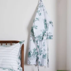Green Toile Kimono Women Sleepwear