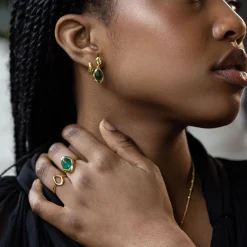 Sale Green Tourmaline Stepping Stone Ring Women Rings