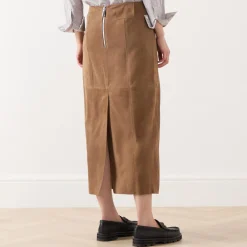 Best Guelfi Suede Column Skirt Women Skirts