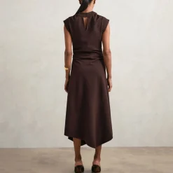 Harlan Draped Asymmetric Flared Dress Women Dresses
