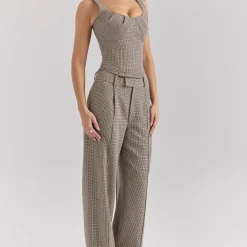 Best Hayden Puppytooth High-Waist Trousers Women Trousers & Shorts