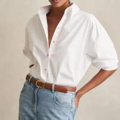 Online Hazel Leather Curved-Buckle Belt Women Belts