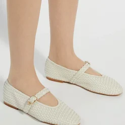 Clearance Headline Leather Woven Mary Jane Ballet Flats Women Flats