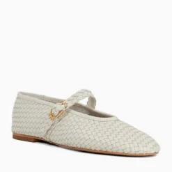 Clearance Headline Leather Woven Mary Jane Ballet Flats Women Flats
