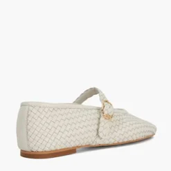 Clearance Headline Leather Woven Mary Jane Ballet Flats Women Flats