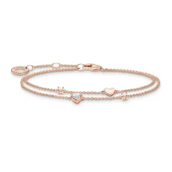 New Hearts and White Stones Rose Gold Bracelet Women Bracelets