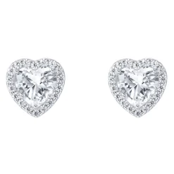 Heart-Shaped Zirconia Halo Stud Earrings Women Earrings