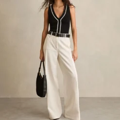 Discount Heather Palazzo Mid-Rise Wide Leg Trousers Women Trousers & Shorts
