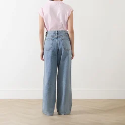 Best Higg Rhinestone Wide Leg Jeans Women Denim