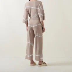High-Rise Abstract Stripe Wide Leg Trousers Women Trousers & Shorts