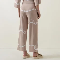 High-Rise Abstract Stripe Wide Leg Trousers Women Trousers & Shorts
