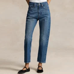 Online High-Rise Cropped Straight Leg Jeans Women Denim