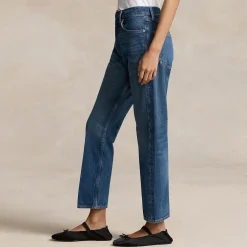 Online High-Rise Cropped Straight Leg Jeans Women Denim