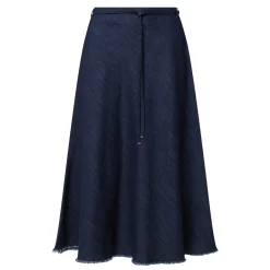 Hot High-Rise Fringed Denim Flared Skirt Women Skirts